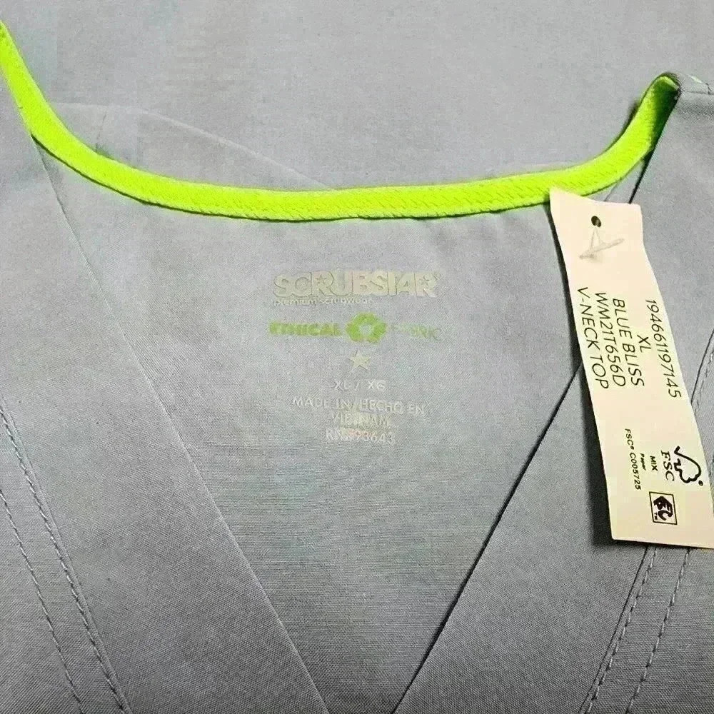 NWT Scrubstar Womens Active V-Neck Scrub Top Size XL 4-Way Stretch Blue Bliss - Picture 6 of 7